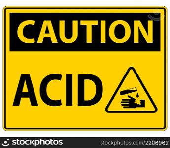 Label Acid Caution Sign On White Background