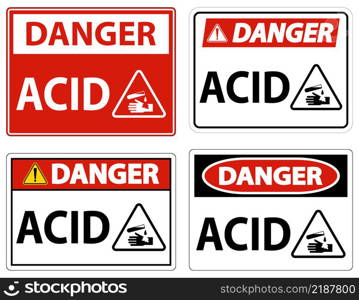 Label Acid Danger Sign On White Background