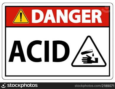 Label Acid Danger Sign On White Background