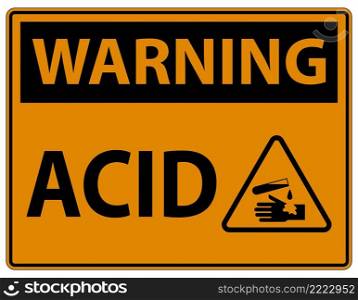 Label Acid Warning Sign On White Background