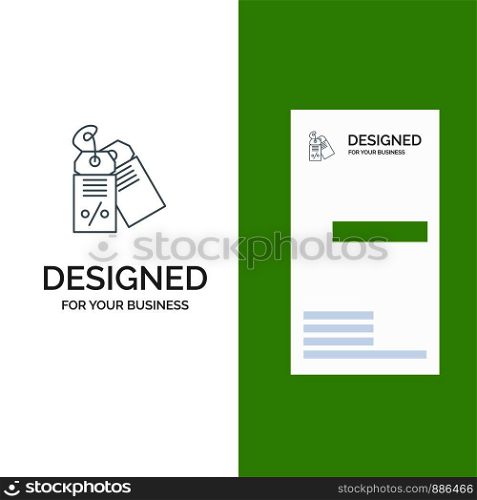 Label, Business, Discount, Sale Grey Logo Design and Business Card Template