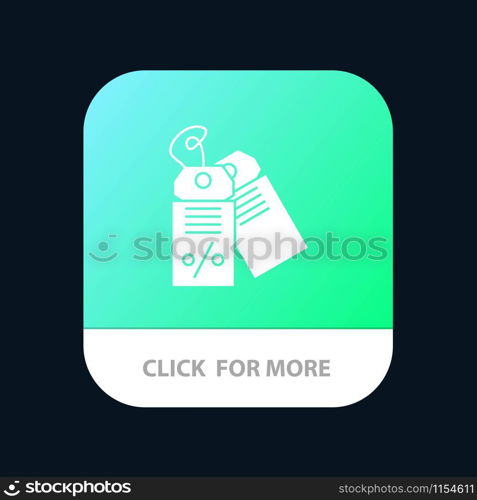 Label, Business, Discount, Sale Mobile App Button. Android and IOS Glyph Version