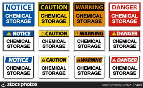 Label Chemical Storage Sign On White Background