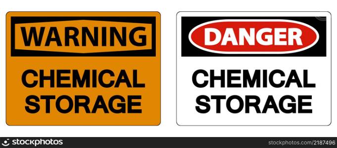 Label Chemical Storage Sign On White Background