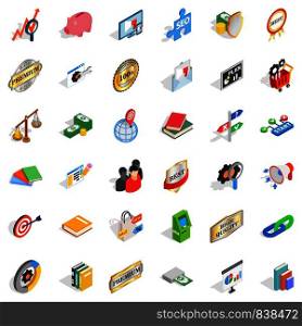 Label icons set. Isometric style of 36 label vector icons for web isolated on white background. Label icons set, isometric style
