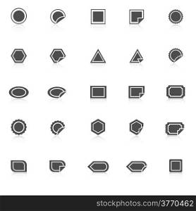 Label icons with reflect on white background, stock vector