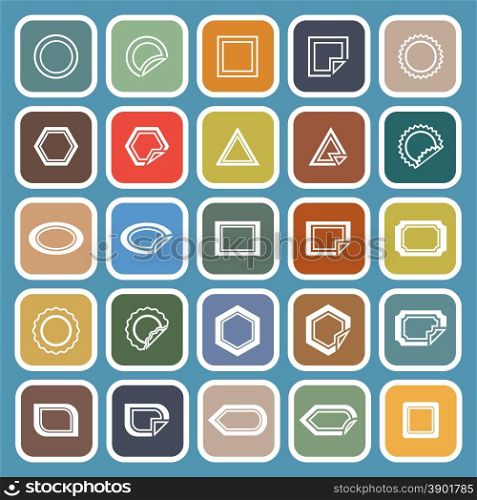 Label line flat icons on blue background, stock vector