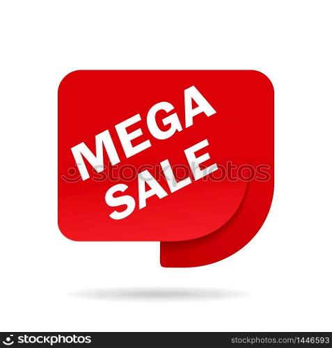 Label mega sale of special offer. Red promo sticker of discount.Icon tag for retail. vector illustration eps10. Label sale of special offer. Red promo sticker of discount.Icon tag for retail. vector eps10