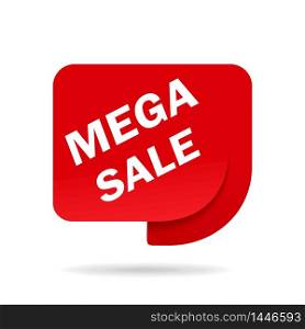 Label mega sale of special offer. Red promo sticker of discount.Icon tag for retail. vector illustration eps10. Label sale of special offer. Red promo sticker of discount.Icon tag for retail. vector eps10