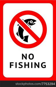 Label No fishing, vector illustration for print. Label No fishing