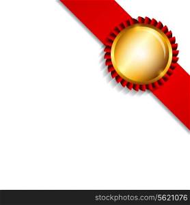 Label with Ribbon Isolated on White Background Vector Illustration