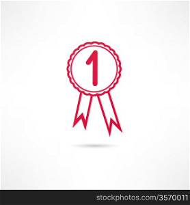 Label with ribbons. Award icon