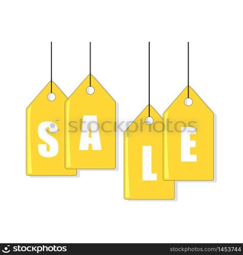 Labels with letters sale , white background, vector illustration.