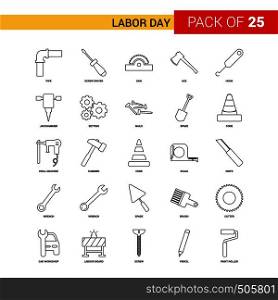 Labor day Black Line Icon - 25 Business Outline Icon Set