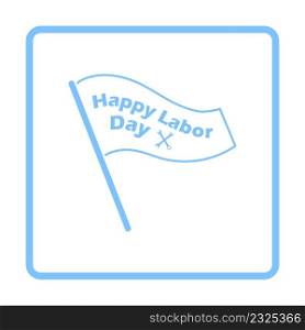 Labor Day Icon. Blue Frame Design. Vector Illustration.