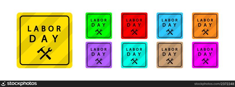 Labor day icon in different colors on a white background.