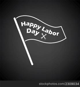 Labor Day Icon. White on Black Background. Vector Illustration.
