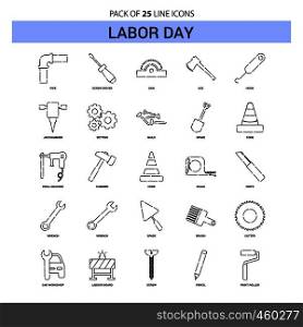 Labor day Line Icon Set - 25 Dashed Outline Style