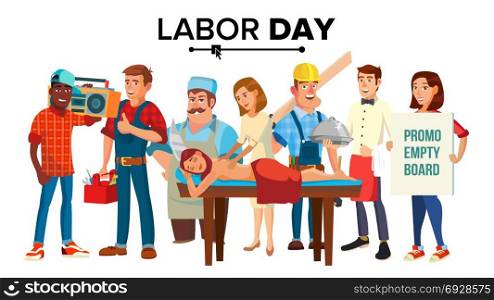Labor Day Vector. Group Of People. Employee Collection. Flat Isolated Cartoon Illustration. Labor Day Vector. A Group Of People Of Different Professions. Flat Isolated Cartoon Character Illustration