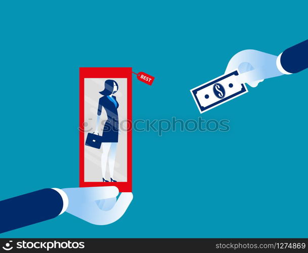 Labor in exchange for money. Concept business vector illustration, Flat design, character, cartoon