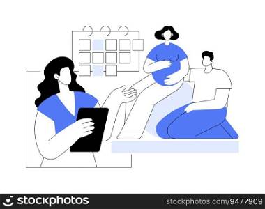 Labor preparation classes abstract concept vector illustration. Future parents taking pregnancy special classes, prenatal courses, maternity training, stretching lesson abstract metaphor.. Labor preparation classes abstract concept vector illustration.