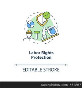 Labor rights protection concept icon. Employee health safety. Support labour movement. Trade union idea thin line illustration. Vector isolated outline RGB color drawing. Editable stroke. Labor rights protection concept icon