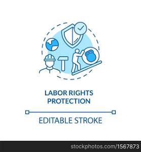Labor rights protection turquoise concept icon. Employee health safety. Support labour movement. Trade union idea thin line illustration. Vector isolated outline RGB color drawing. Editable stroke. Labor rights protection turquoise concept icon