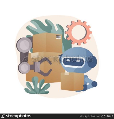 Labor substitution abstract concept vector illustration. Automated process, man versus robot, robotics labor control, operations substitution by machines, economic efficiency abstract metaphor.. Labor substitution abstract concept vector illustration.
