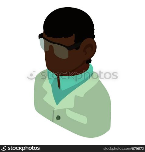 Laboratory assistant african american icon. Isometric illustration of laboratory assistant african american vector icon for web. Laboratory assistant african american icon, isometric 3d style