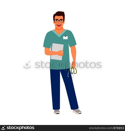 Laboratory assistant medical specialist isolated vector illustration on white background. Laboratory assistant medical specialist