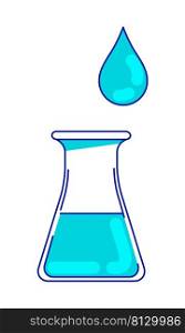Laboratory conical flask semi flat color vector element. Full sized object on white. Lab glassware. Chemical reaction simple cartoon style illustration for web graphic design and animation. Laboratory conical flask semi flat color vector element
