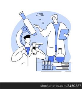 Laboratory course isolated cartoon vector illustrations. Professor supervising research of young medical colleague and counselling her in lab, educational process, student life vector cartoon.. Laboratory course isolated cartoon vector illustrations.