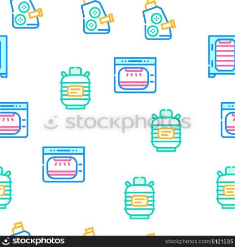 Laboratory Equipment For Analysis Vector Seamless Pattern Color Line Illustration. Laboratory Equipment For Analysis Icons Set Vector