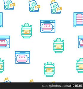 Laboratory Equipment For Analysis Vector Seamless Pattern Color Line Illustration. Laboratory Equipment For Analysis Icons Set Vector