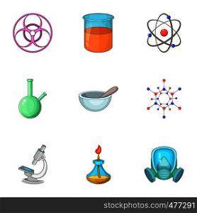 Laboratory equipment icons set. Cartoon set of 9 laboratory equipment vector icons for web isolated on white background. Laboratory equipment icons set, cartoon style