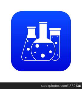 Laboratory flasks icon digital blue for any design isolated on white vector illustration. Laboratory flasks icon digital blue