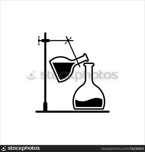 Laboratory Glass Beaker Icon, Chemistry Equipment Vector Art Illustration