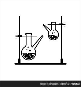 Laboratory Glass Beaker Icon, Chemistry Equipment Vector Art Illustration