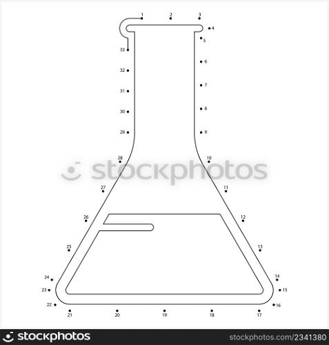 Laboratory Glass Beaker Icon Connect The Dots, Chemistry Equipment Vector Art Illustration, Puzzle Game Containing A Sequence Of Numbered Dots