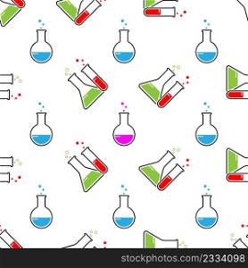 Laboratory Glass Beaker Icon Seamless Pattern Vector Art Illustration