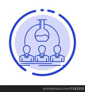 Laboratory, Lab, Man, Experiment, Scientist Blue Dotted Line Line Icon