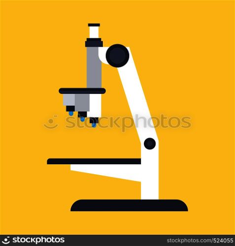 Laboratory microscope vector icon side view. Science isolated biology education equiment lens. Lab test experiment