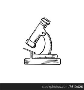 Laboratory optical microscope icon sketch, for science, education and school themes design