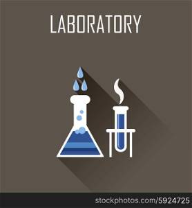 Laboratory. Poster. Flat icon. Vector illustration