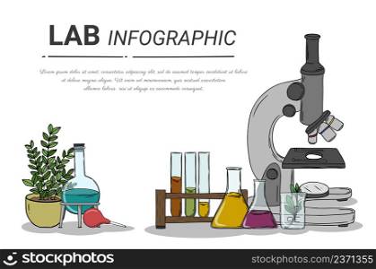 Laboratory research with science glass est tube vector illustration concept, people por chemiceal liquid, can use for, landing page, template, ui web, mobile app, poster, banner flyer.