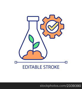 Laboratory researching for agricultural industry RGB color icon. Science achievements for plant cultivation. Isolated vector illustration. Simple filled line drawing. Editable stroke. Arial font used. Laboratory researching for agricultural industry RGB color icon