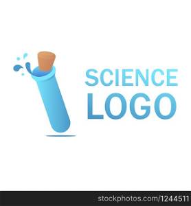 Laboratory science flask levitation with stopper and drops water isometric logo