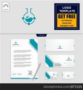 Laboratory share logo template, vector illustration and stationery branding pack. Laboratory share logo template vector illustration and stationery