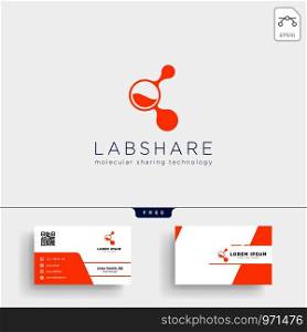 laboratory share technology logo template vector illustration and stationery, business card, letterhead. laboratory share technology logo template and business card