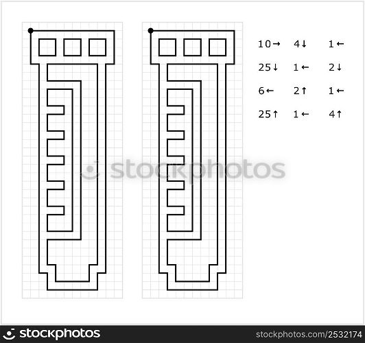 Laboratory Test Tube Graphic Dictation Drawing Icon, Laboratory Equipment Vector Art Illustration, Drawing By Cells